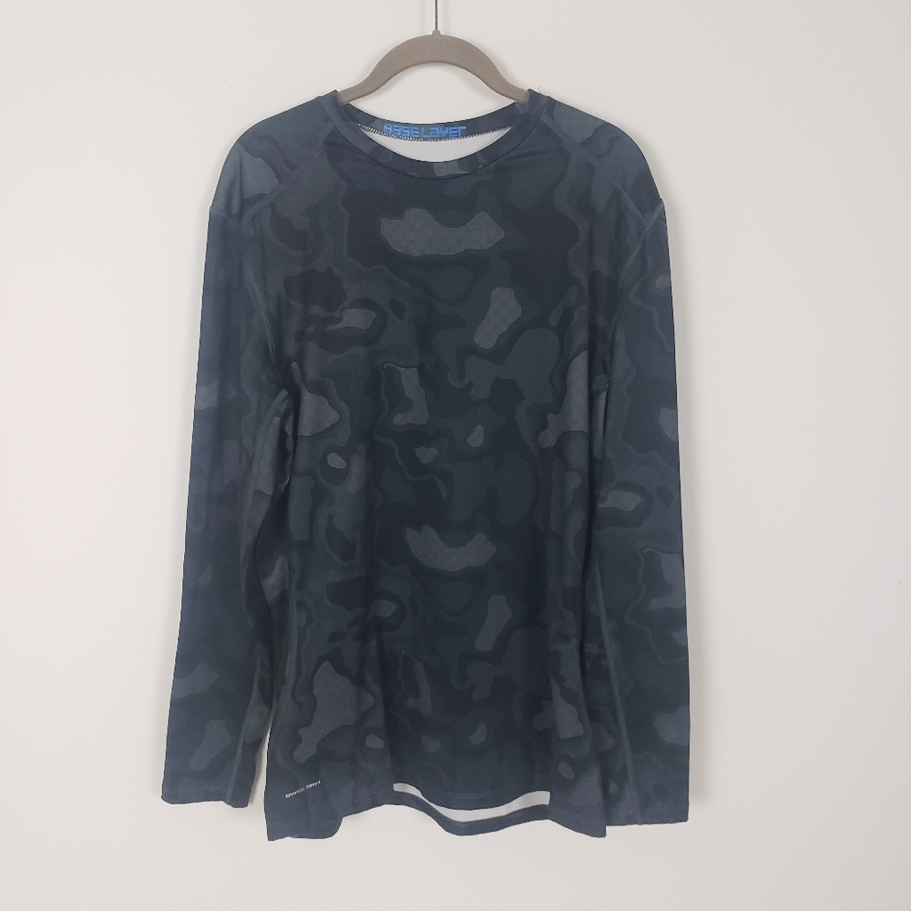 Layer 8 Gray and Black Long Sleeve Tee Crew Neck
